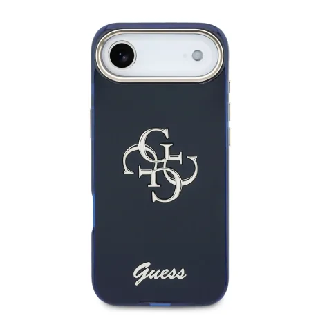 Husa spate Guess IML 4G Script Metal Logo pentru iPhone Air, albastră