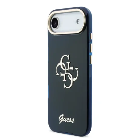 Husa spate Guess IML 4G Script Metal Logo pentru iPhone Air, albastră