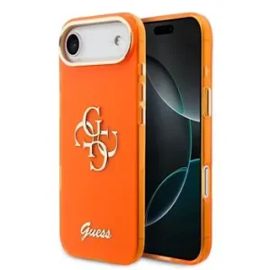Husa spate Guess IML 4G Script Metal Logo pentru iPhone Air, portocalie