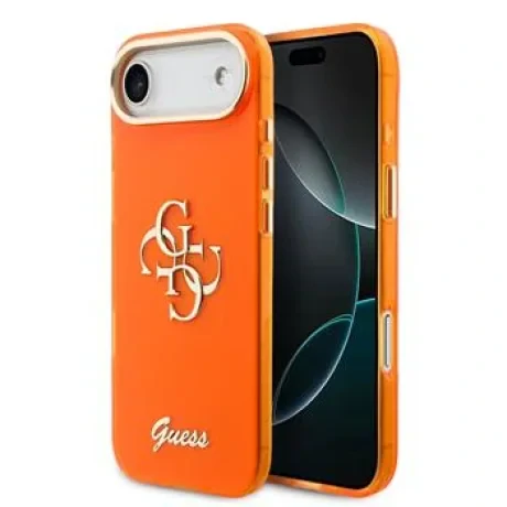 Husa spate Guess IML 4G Script Metal Logo pentru iPhone Air, portocalie