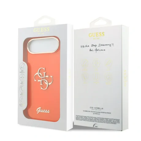 Husa spate Guess IML 4G Script Metal Logo pentru iPhone Air, portocalie