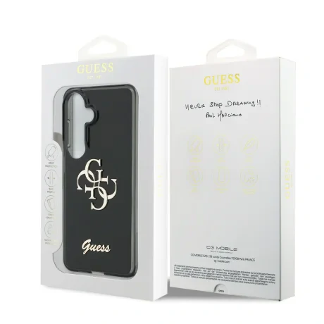 Husa spate Guess IML 4G Script Metal Logo pentru Samsung Galaxy 26 Negru