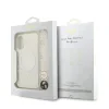 Husa spate Guess IML Flowers Allover Strap MagSafe pentru iPhone 17, albă