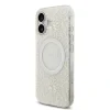 Husa spate Guess IML Flowers Allover Strap MagSafe pentru iPhone 17, albă