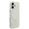 Husa spate Guess IML Flowers Allover Strap MagSafe pentru iPhone 17, albă
