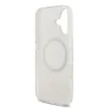 Husa spate Guess IML Flowers Allover Strap MagSafe pentru iPhone 17, albă