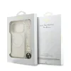 Husa spate Guess IML Flowers Allover Strap MagSafe pentru iPhone 17 Pro, albă