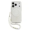 Husa spate Guess IML Flowers Allover Strap MagSafe pentru iPhone 17 Pro, albă