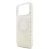 Husa spate Guess IML Flowers Allover Strap MagSafe pentru iPhone 17 Pro Max, albă