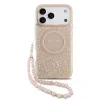 Husă spate Guess IML Flowers Allover Strap MagSafe pentru iPhone 17 Pro Max, roz