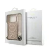 Husa spate Guess IML Flowers Allover Strap MagSafe pentru iPhone 17 Pro, roz