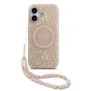 Husa spate Guess IML Flowers Allover Strap MagSafe pentru iPhone 17, roz