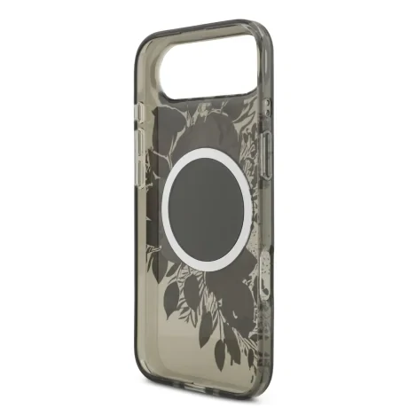 Husa spate Guess IML Flowers Strap MagSafe pentru iPhone Air, neagră