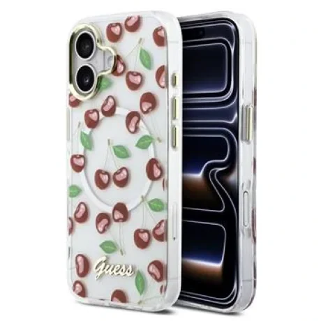 Husă spate Guess IML Glitter Cherry MagSafe pentru iPhone 17
