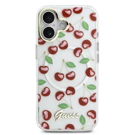 Husă spate Guess IML Glitter Cherry MagSafe pentru iPhone 17