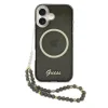 Husa spate Guess IML Glitter Script Strap MagSafe pentru iPhone 17, neagră