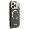 Husa spate Guess IML Glitter Script Strap MagSafe pentru iPhone 17 Pro Max, neagră