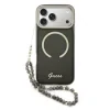 Husa spate Guess IML Glitter Script Strap MagSafe pentru iPhone 17 Pro Max, neagră