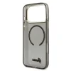 Husa spate Guess IML Glitter Script Strap MagSafe pentru iPhone 17 Pro Max, neagră