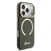Husa spate Guess IML Glitter Script Strap MagSafe pentru iPhone 17 Pro, neagră