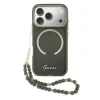 Husa spate Guess IML Glitter Script Strap MagSafe pentru iPhone 17 Pro, neagră