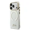 Husa spate Guess IML Glitter Script Strap MagSafe pentru iPhone 17 Pro, transparentă