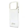 Husa spate Guess IML Glitter Script Strap MagSafe pentru iPhone 17 Pro, transparentă
