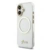 Husa spate Guess IML Glitter Script Strap MagSafe pentru iPhone 17, transparentă