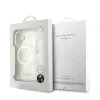 Husa spate Guess IML Glitter Script Strap MagSafe pentru iPhone 17, transparentă