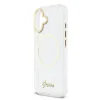 Husa spate Guess IML Glitter Script Strap MagSafe pentru iPhone 17, transparentă