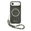 Husa spate Guess IML Glitter Script Strap MagSafe pentru iPhone Air, neagră