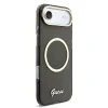 Husa spate Guess IML Glitter Script Strap MagSafe pentru iPhone Air, neagră