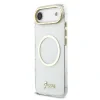 Husa spate Guess IML Glitter Script Strap MagSafe pentru iPhone Air, transparentă
