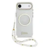 Husa spate Guess IML Glitter Script Strap MagSafe pentru iPhone Air, transparentă