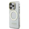 Husă spate Guess IML Gold Outline cu ramă foto MagSafe pentru iPhone 15 Pro Max, transparentă