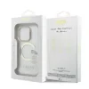 Husă spate Guess IML Gold Outline cu ramă foto MagSafe pentru iPhone 15 Pro Max, transparentă
