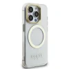 Husă spate Guess IML Gold Outline cu ramă foto MagSafe pentru iPhone 15 Pro Max, transparentă