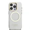 Husă spate Guess IML Gold Outline cu ramă foto MagSafe pentru iPhone 15 Pro Max, transparentă