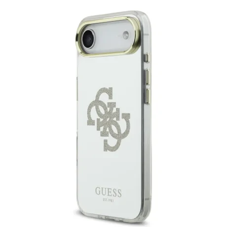 Husa spate Guess PC/TPU Mirror 4G cu sclipici și logo MagSafe pentru iPhone Air, aurie