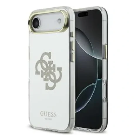 Husa spate Guess PC/TPU Mirror 4G cu sclipici și logo MagSafe pentru iPhone Air, aurie