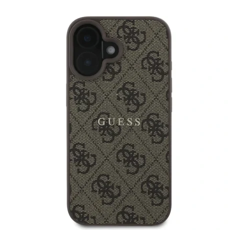 Husă spate Guess PU 4G Classic Logo MagSafe pentru iPhone 16 Plus, maro