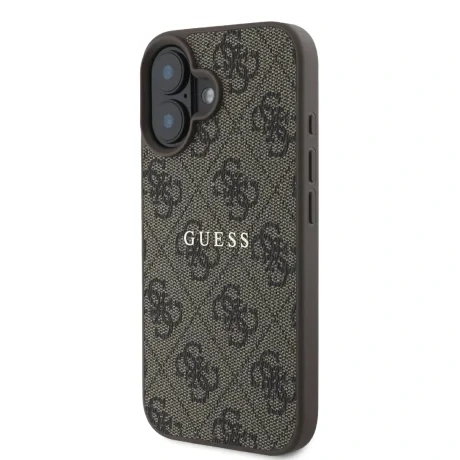 Husă spate Guess PU 4G Classic Logo MagSafe pentru iPhone 16 Plus, maro
