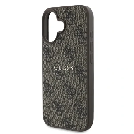 Husă spate Guess PU 4G Classic Logo MagSafe pentru iPhone 16 Plus, maro
