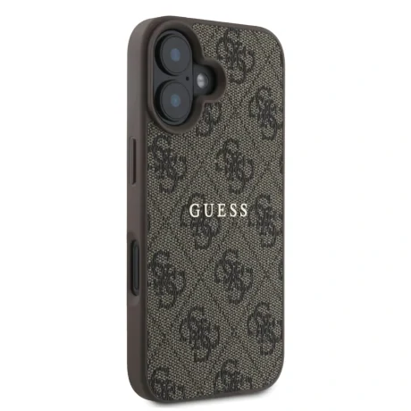 Husă spate Guess PU 4G Classic Logo MagSafe pentru iPhone 16 Plus, maro