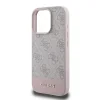 Husă spate Guess PU 4G cu dungi pentru iPhone 16 Pro Max, roz