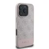 Husă spate Guess PU 4G cu dungi pentru iPhone 16 Pro Max, roz