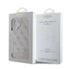 Husă spate Guess PU 4G cu dungi pentru iPhone 16, roz