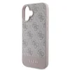 Husă spate Guess PU 4G cu dungi pentru iPhone 16, roz