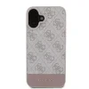Husă spate Guess PU 4G cu dungi pentru iPhone 16, roz
