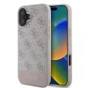 Husă spate Guess PU 4G cu dungi pentru iPhone 16, roz